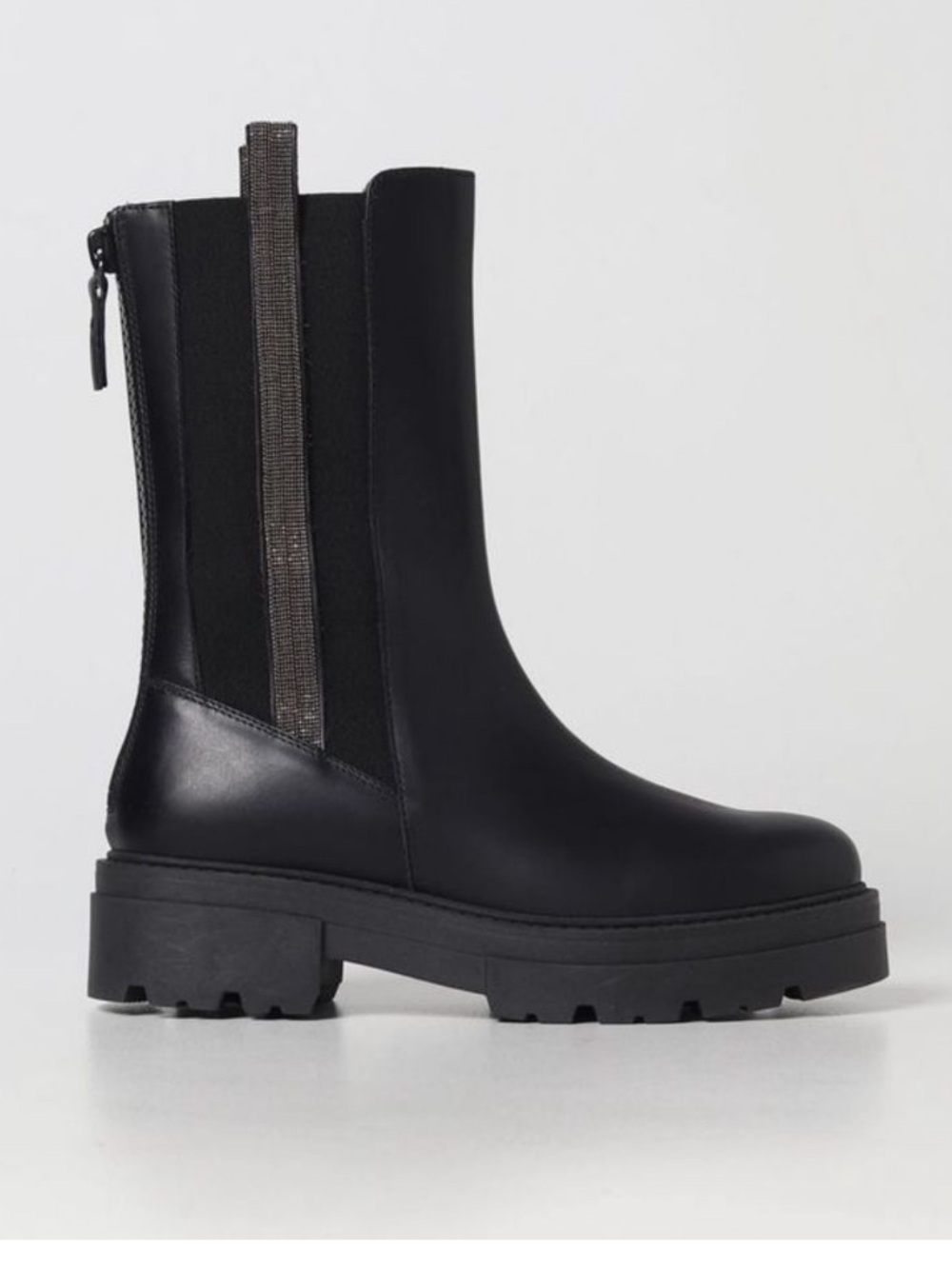 Fabiana Filippi 🇮🇹 Bead-Embellished Black Leather Combat Moto Boots EU 38  8/8.5